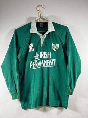 Vintage IRFU Ireland Rugby Sevens 2001 Long Sleeve Union Jersey Irish Permanent